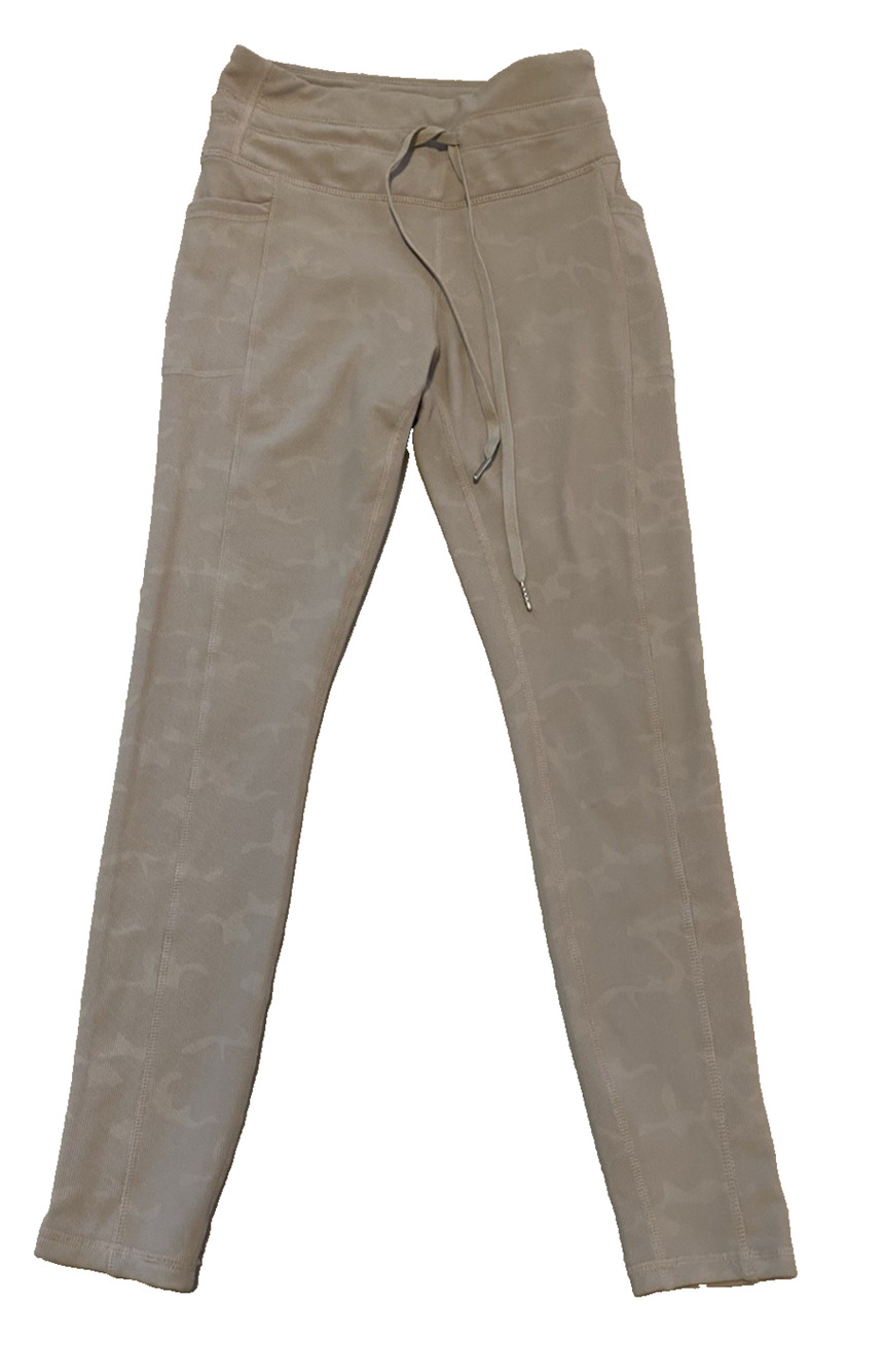 Move Theology Womens Stretch Leggings Size Small Tan Athletic Gym Yoga Workout